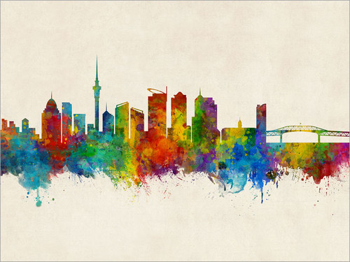 Auckland New Zealand Skyline Cityscape Poster Art Print