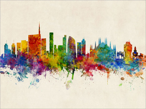 Milan Italy Skyline Cityscape Poster Art Print