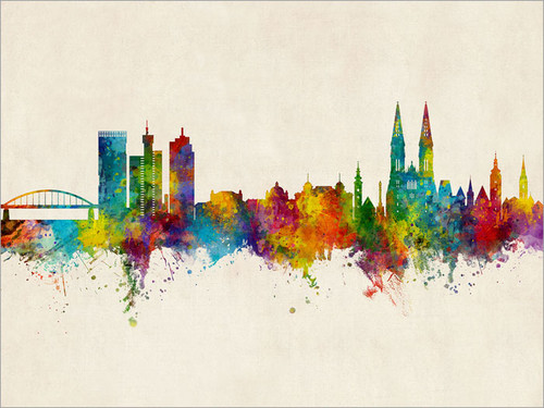 Zagreb Croatia Skyline Cityscape Poster Art Print