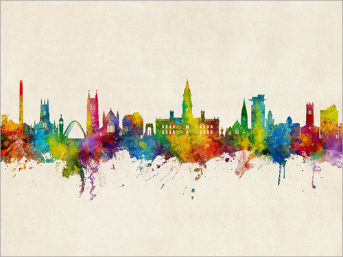 Bolton England Skyline Cityscape Poster Art Print