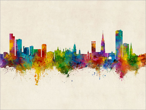 Leicester England Skyline Cityscape Poster Art Print