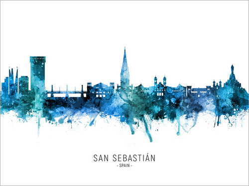 San Sebastián Spain Skyline Cityscape Poster Art Print