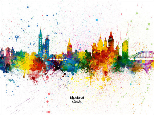 Krakow Poland Skyline Cityscape Poster Art Print