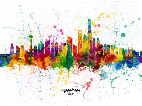 Shanghai China Skyline Cityscape Poster Art Print