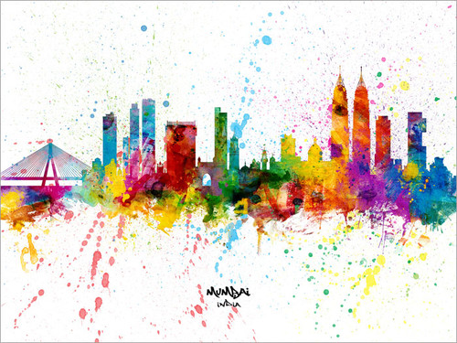 Mumbai India Skyline Cityscape Poster Art Print