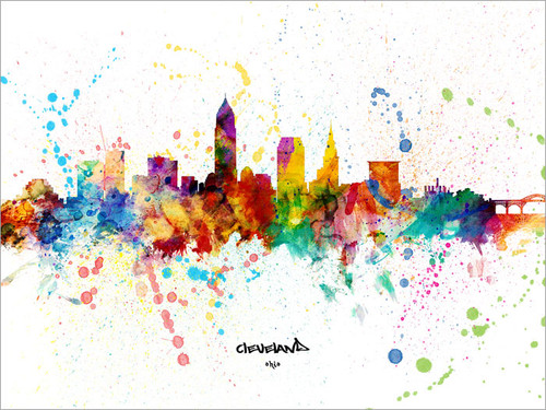 Cleveland Ohio Skyline Cityscape Poster Art Print