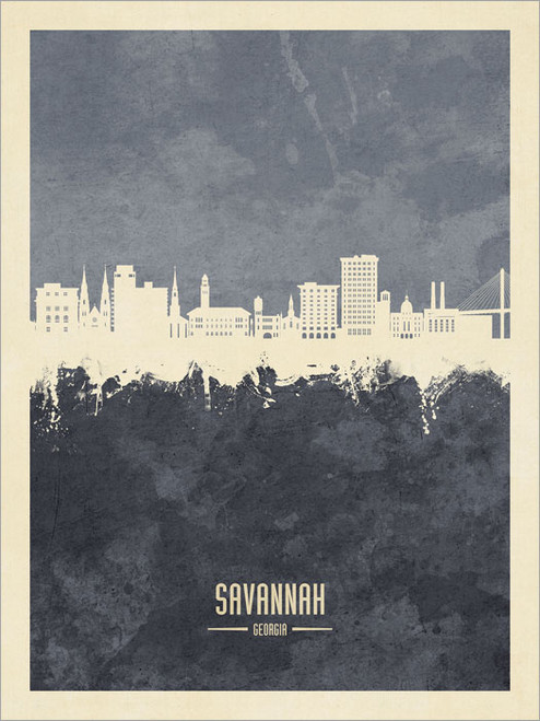 Savannah Georgia Skyline Cityscape Poster Art Print