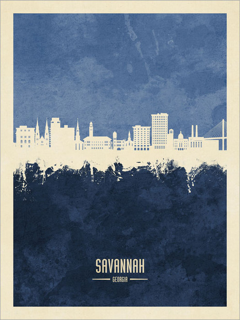 Savannah Georgia Skyline Cityscape Poster Art Print