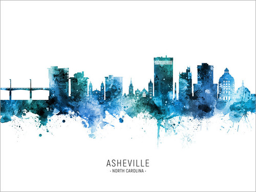 Asheville North Carolina Skyline Cityscape Poster Art Print