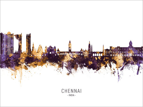 Chennai India Skyline Cityscape Poster Art Print