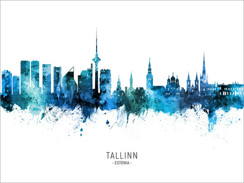 Tallinn Estonia Skyline Cityscape Poster Art Print