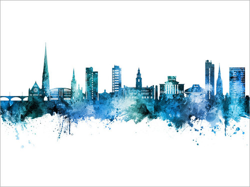 Preston England Skyline Cityscape Poster Art Print