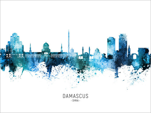 Damascus Syria Skyline Cityscape Poster Art Print