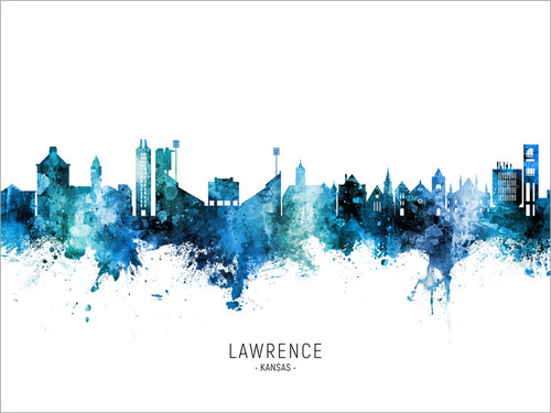 Lawrence Kansas Skyline Cityscape Poster Art Print