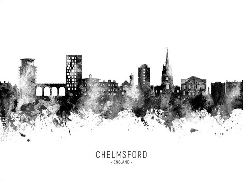 Chelmsford England Skyline Cityscape Poster Art Print