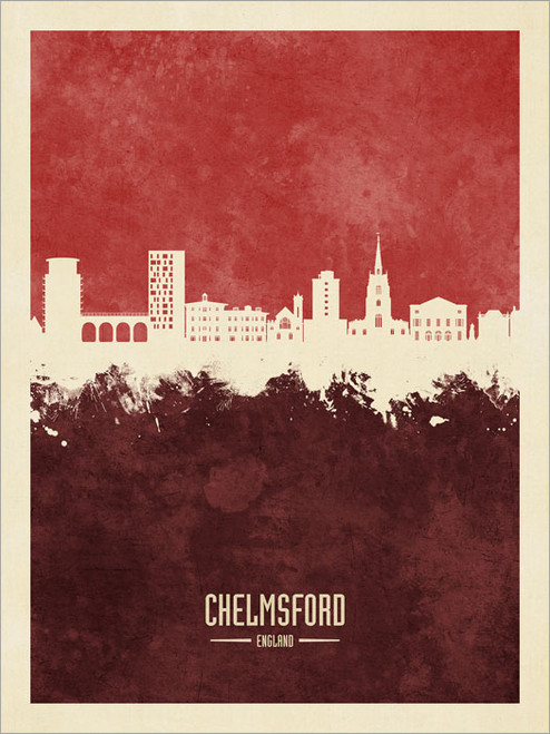 Chelmsford England Skyline Cityscape Poster Art Print