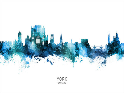 York England Skyline Cityscape Poster Art Print