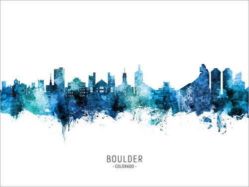 Boulder Colorado Skyline Cityscape Poster Art Print