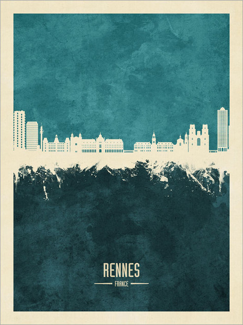 Rennes France Skyline Cityscape Poster Art Print