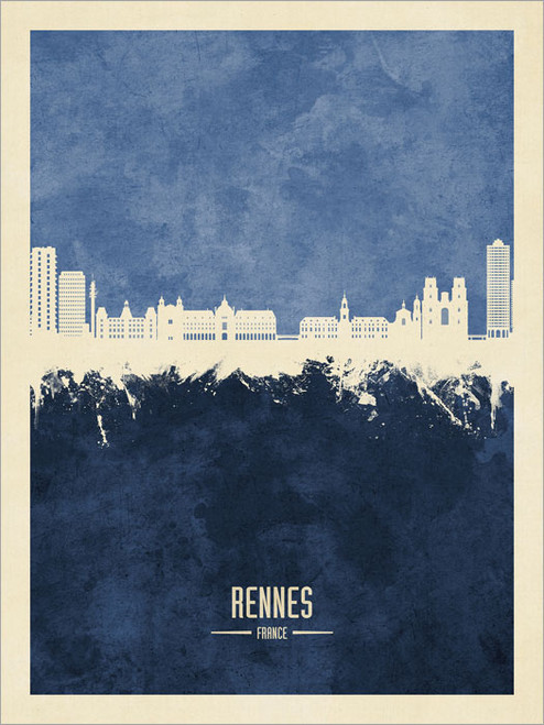 Rennes France Skyline Cityscape Poster Art Print