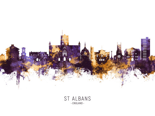 St Albans England Skyline Cityscape Poster Art Print