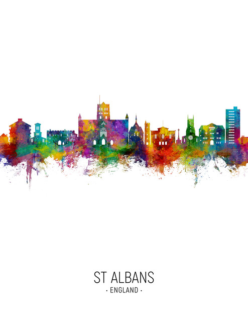 St Albans England Skyline Cityscape Poster Art Print