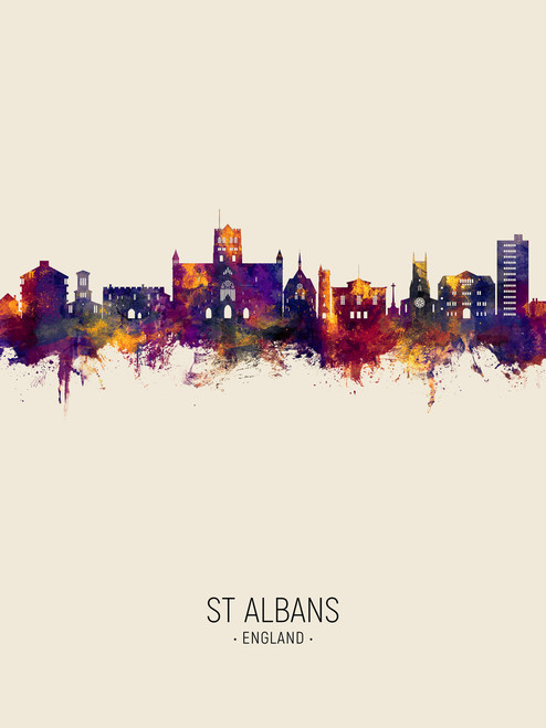 St Albans England Skyline Cityscape Poster Art Print