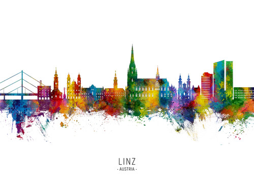 Linz Austria Skyline Cityscape Poster Art Print