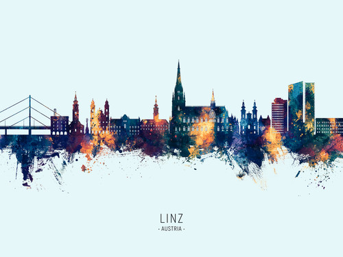 Linz Austria Skyline Cityscape Poster Art Print