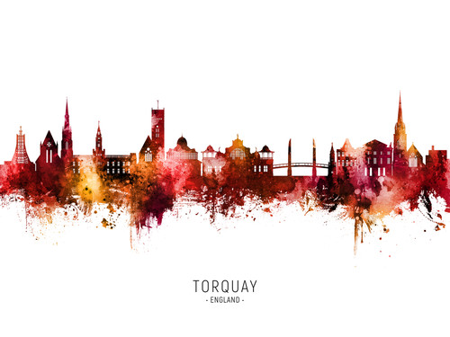 Torquay England Skyline Cityscape Poster Art Print