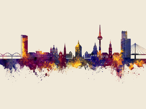 Mannheim Deutschland Skyline Cityscape Poster Art Print