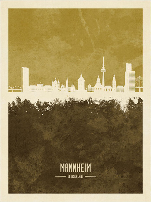 Mannheim Deutschland Skyline Cityscape Poster Art Print