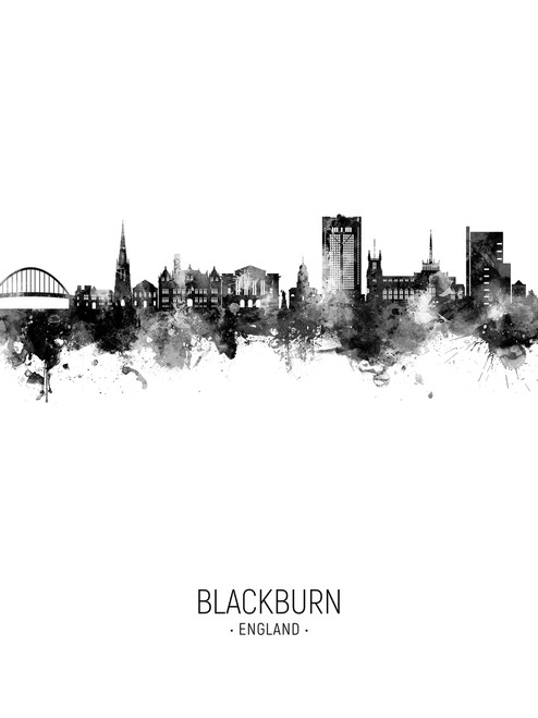 Blackburn England Skyline Cityscape Poster Art Print