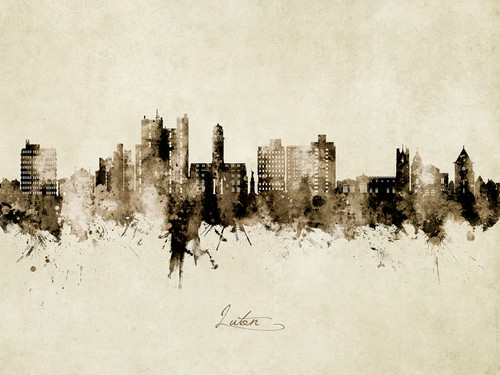 Luton England Skyline Cityscape Poster Art Print