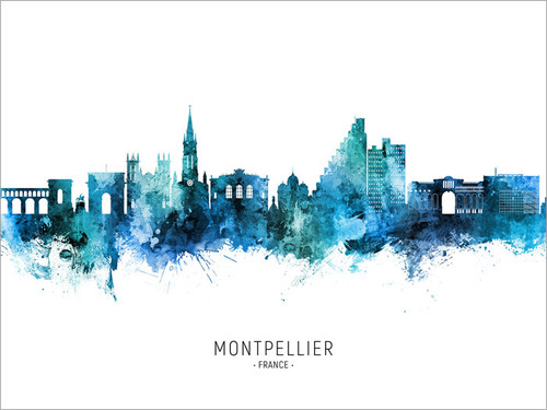 Montpellier France Skyline Cityscape Poster Art Print