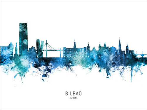 Bilbao Spain Skyline Cityscape Poster Art Print