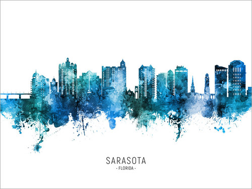 Sarasota Florida Skyline Cityscape Poster Art Print
