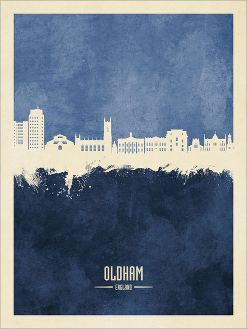 Oldham England Skyline Cityscape Poster Art Print