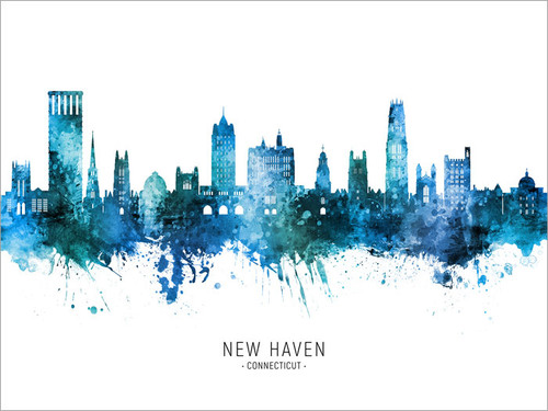 New Haven Connecticut Skyline Cityscape Poster Art Print