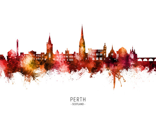 Perth Scotland Skyline Cityscape Poster Art Print