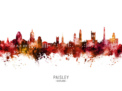 Paisley Scotland Skyline Cityscape Poster Art Print