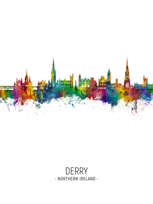 Derry Northern Ireland Skyline Cityscape Poster Art Print