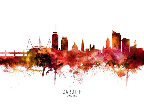 Cardiff Wales Skyline Cityscape Poster Art Print