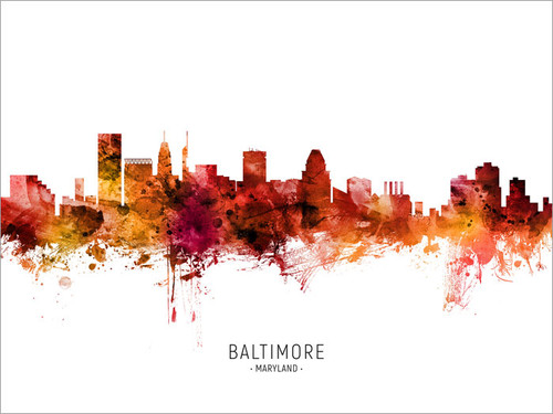 Baltimore Maryland Skyline Cityscape Poster Art Print