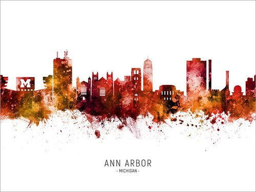 Ann Arbor Michigan Skyline Cityscape Poster Art Print