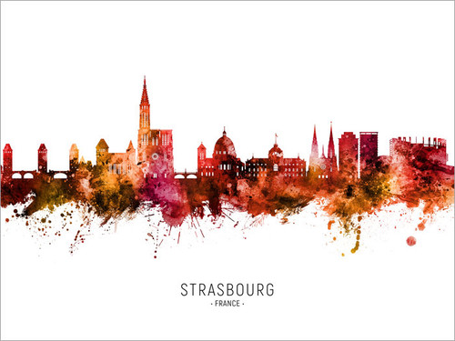 Strasbourg France Skyline Cityscape Poster Art Print