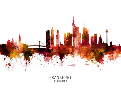 Frankfurt Deutschland Skyline Cityscape Poster Art Print