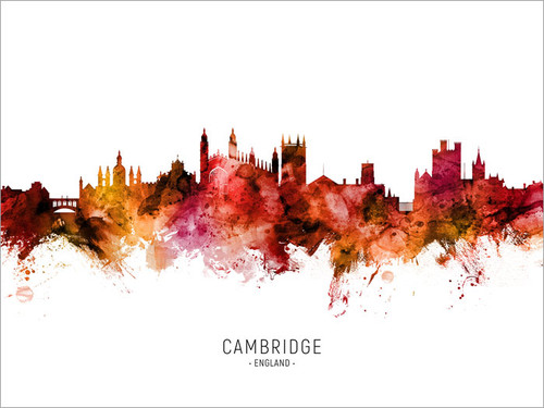 Cambridge England Skyline Cityscape Poster Art Print