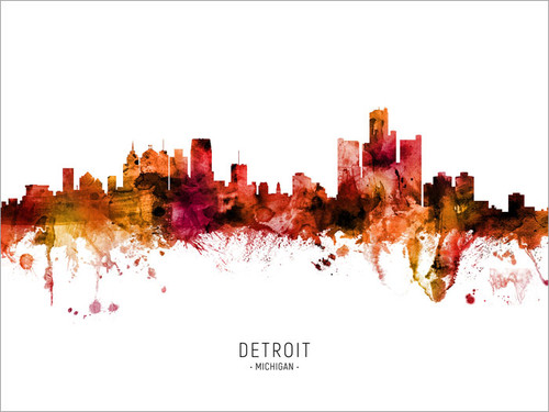 Detroit Michigan Skyline Cityscape Poster Art Print