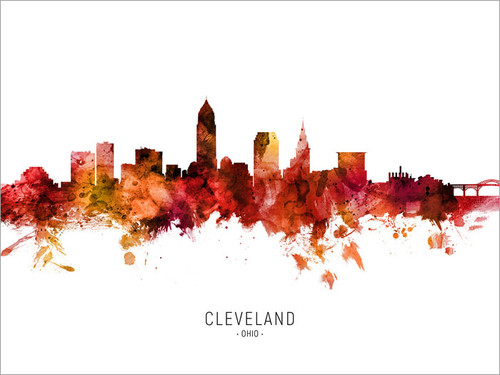 Cleveland Ohio Skyline Cityscape Poster Art Print